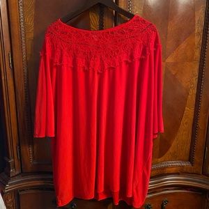 Red lace top blouse